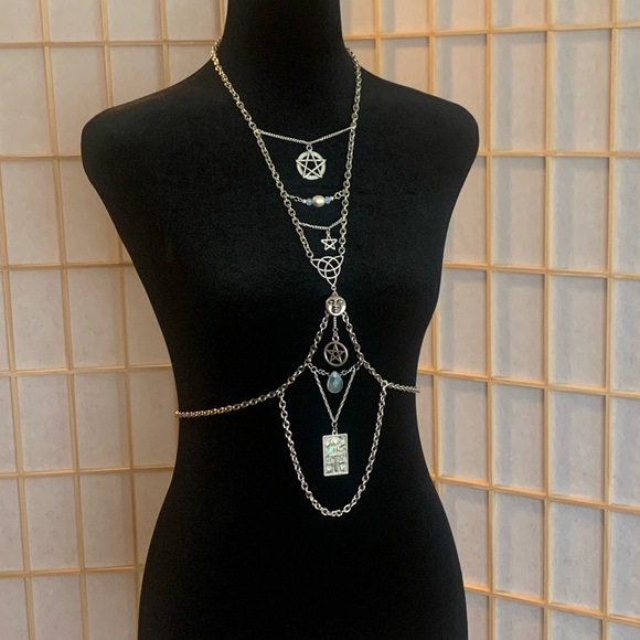 Handmade Silver Witchy Body Chain / Harness - Picture 3 of 6